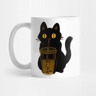 Black cat drink coffe Mug